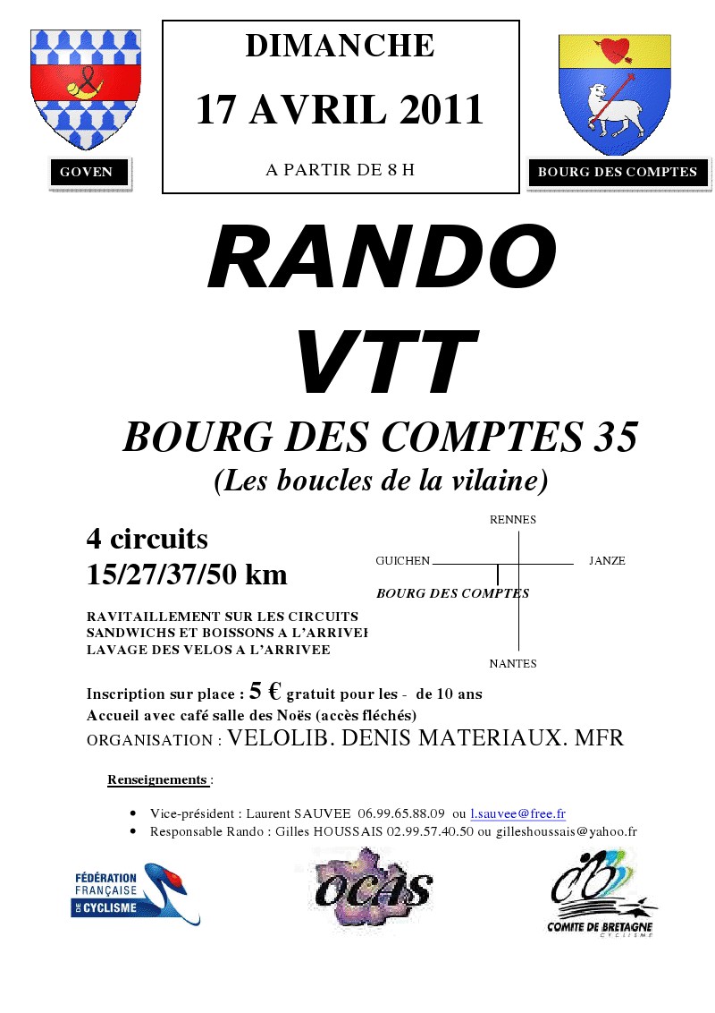 VTT : Les Boucles de la Vilaine  Bourg des Comptes (35)