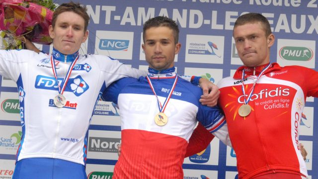 Championnat de France Route Elite Hommes  Saint-Amand-des-Eaux - Dimanche 24 juin 2012 : La raction de Nacer Bouhanni et Arnaud Dmare   