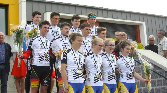 Bretagne CLM par quipes 2018 : le VCP Loudac, le Team Sportbreizh AC Lonarde et le CD 29 titrs