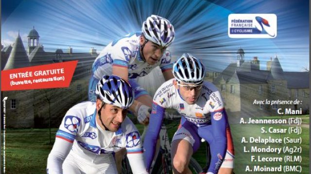 Cyclo-cross National de Flamanville (50) : Boulo, Le Corre, Moinard et Mondory au dpart 