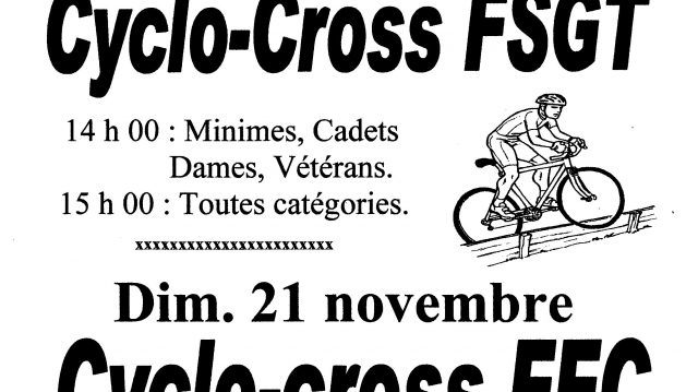 Cyclo-Cross  Cranne-en-Baud les 20 et 21 novembre 