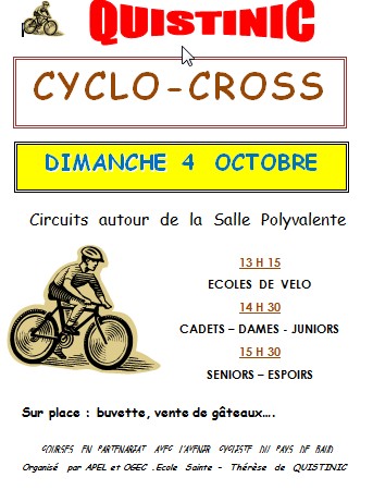 13 me cyclo cross de Quistinic : ce dimanche 4 octobre