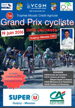  Guipry-Messac (35) : 5me Grand Prix de la Jeunesse le 19 juin 