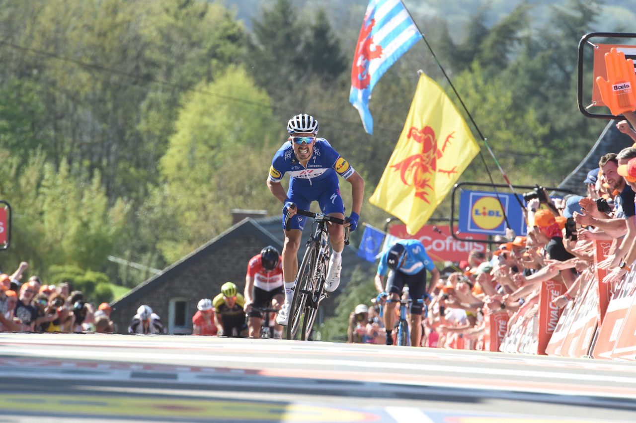 Flche Wallonne: Alaphilippe en haut du Mur de Huy