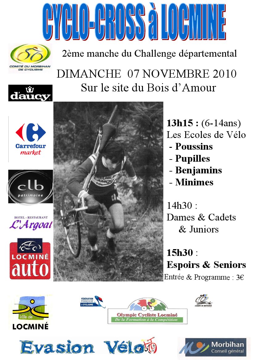 Cyclo-Cross : Coupe du Conseil Gnral du Morbihan  Locmin dimanche 