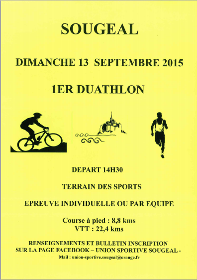 Sougeal  (35) : 1er duathlon le 13 septembre