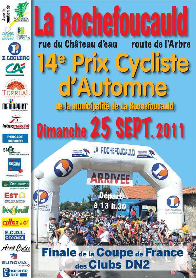  14e Prix Cycliste d'Automne  La Rochefoucauld : Vimpre s'impose / Bihel 5e 