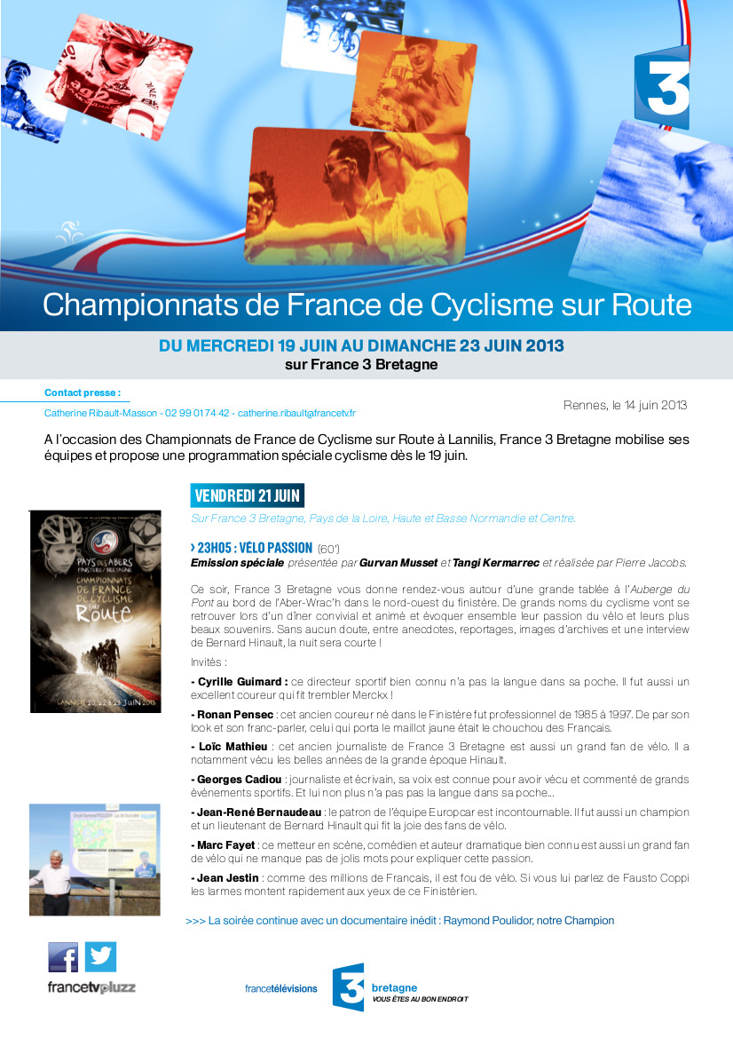 France 3 au coeur des Championnats de France de Cyclisme 