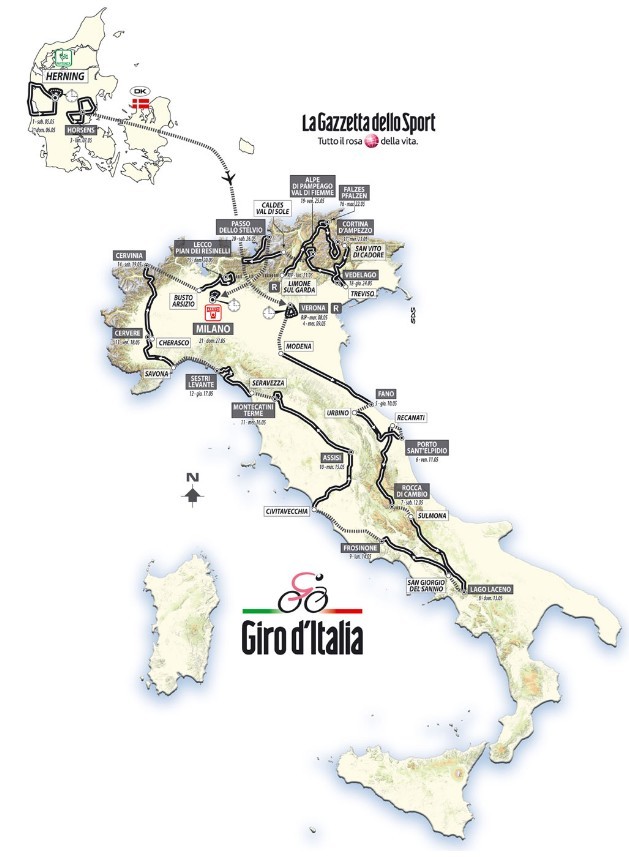 Tour d'Italie 2012 : le parcours dvoli  