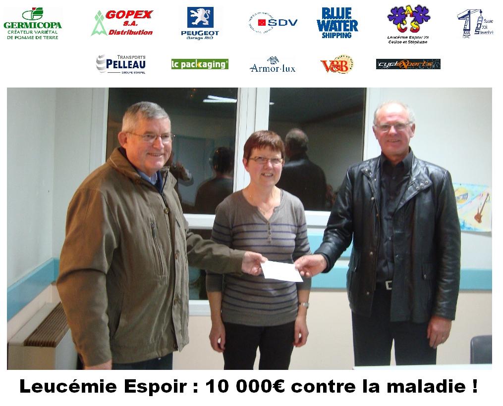 Leucmie Espoir Quimper : 10 000€  l'association "Cline et Stphane"