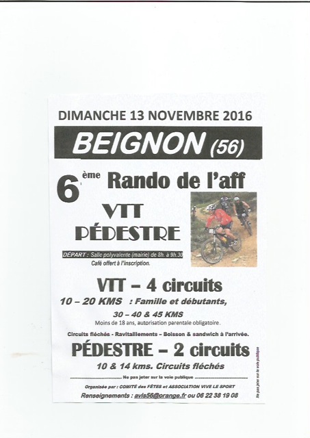 1re Rando de l'AFF le 13 Novembre  Beignon (56)