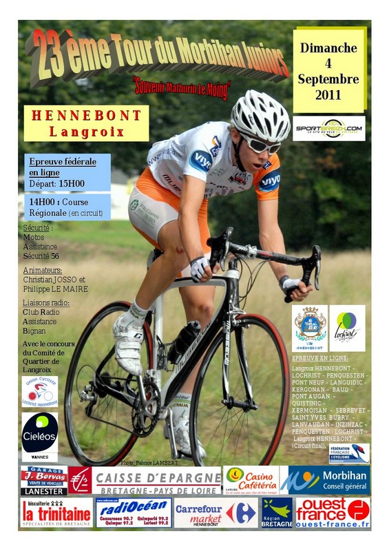 Tour du Morbihan juniors  Hennebont (56) : les engags  