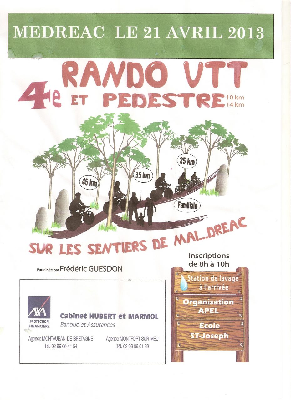 Rando VTT et pdestre  Mdrac (35) le 21 avril