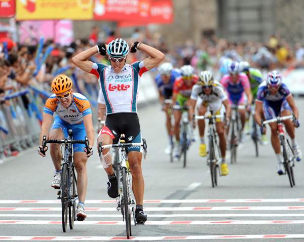 Tour d'Espagne # 19 : Gilbert s'impose, Pozzato grapille 