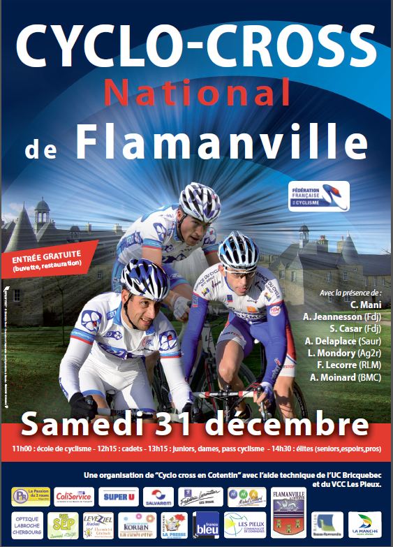 Cyclo-cross National de Flamanville (50) : Boulo, Le Corre, Moinard et Mondory au dpart 