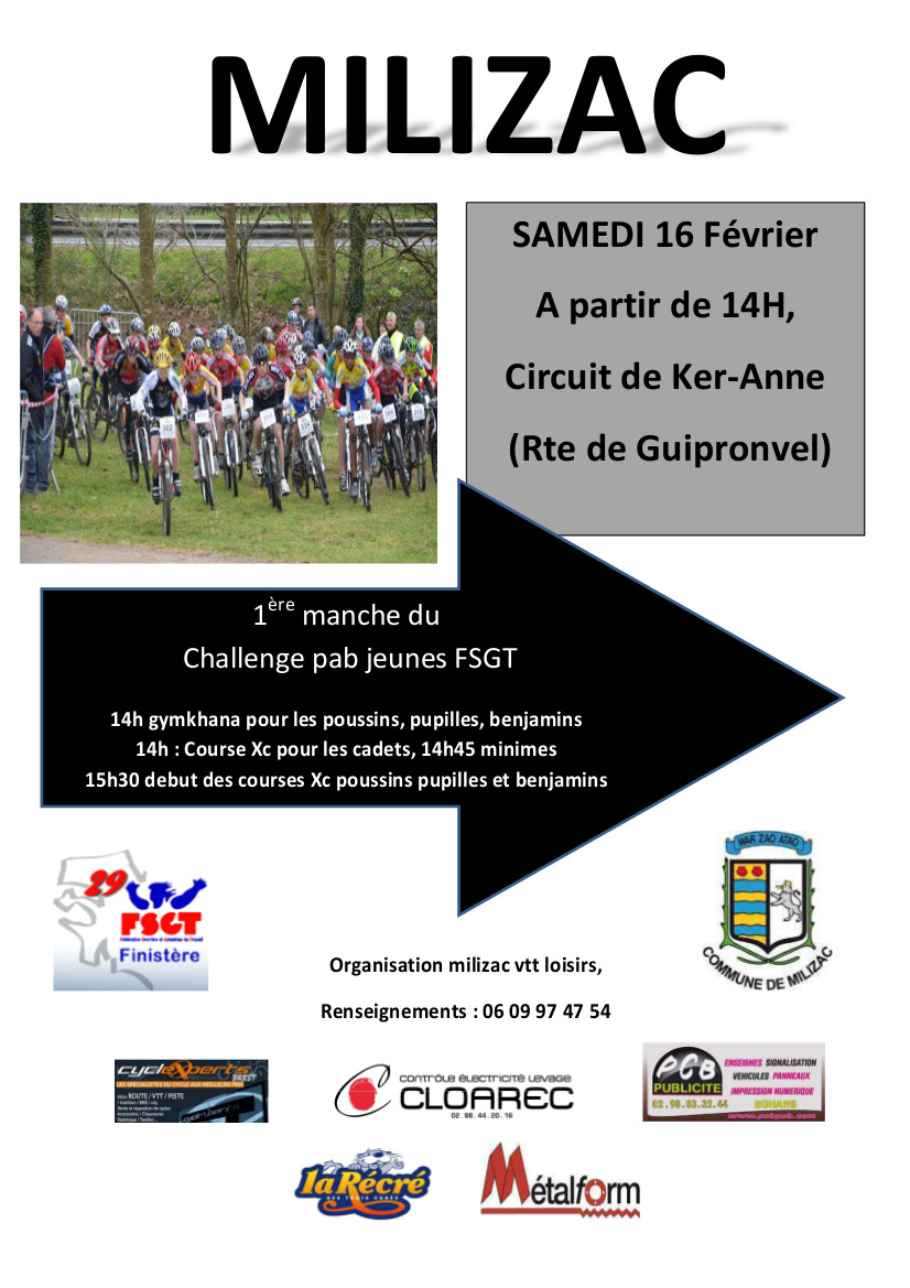 Pen Ar Bed VTT jeunes  Milizac samedi 