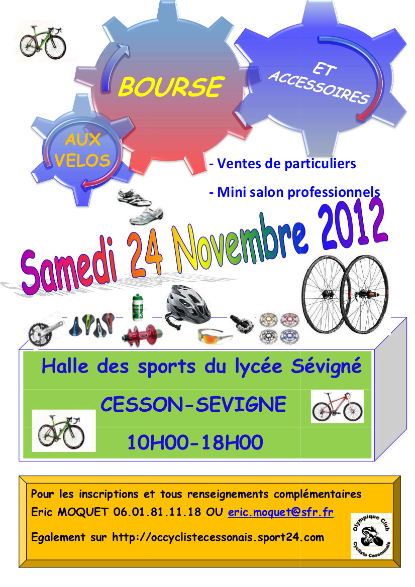 Bourse aux vlos et accessoires  Cesson-Svign le 24 novembre 