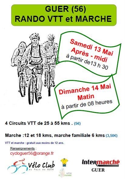 Guer (56): rando VTT , le 13 et 14 mai 