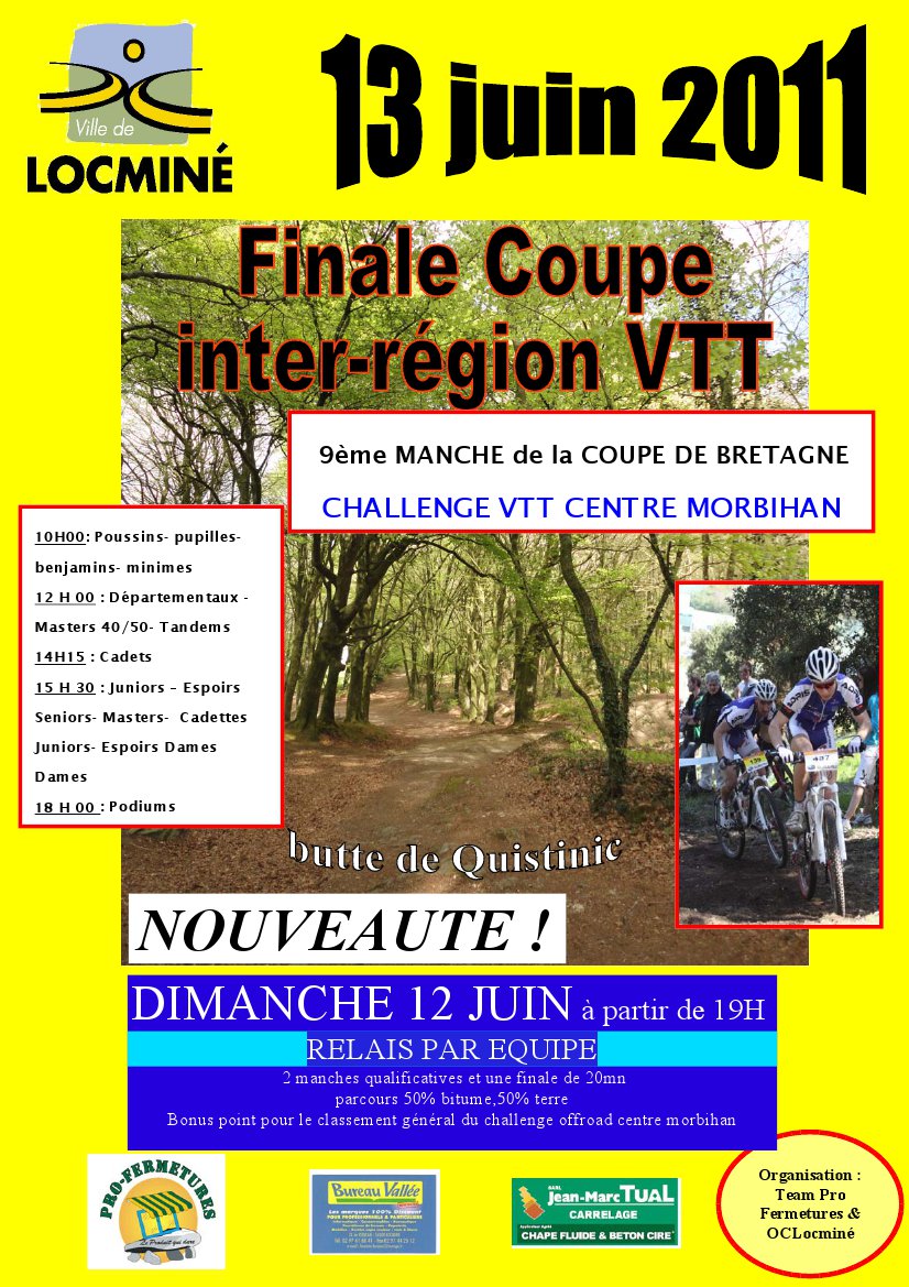Finale Inter-rgion VTT et Coupe de Bretagne  Locmin lundi 
