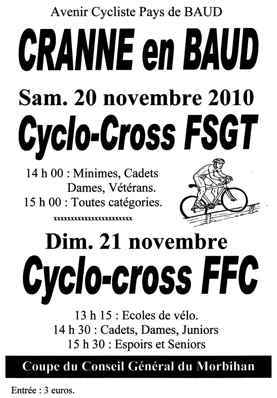 Cyclo-Cross  Cranne-en-Baud les 20 et 21 novembre 