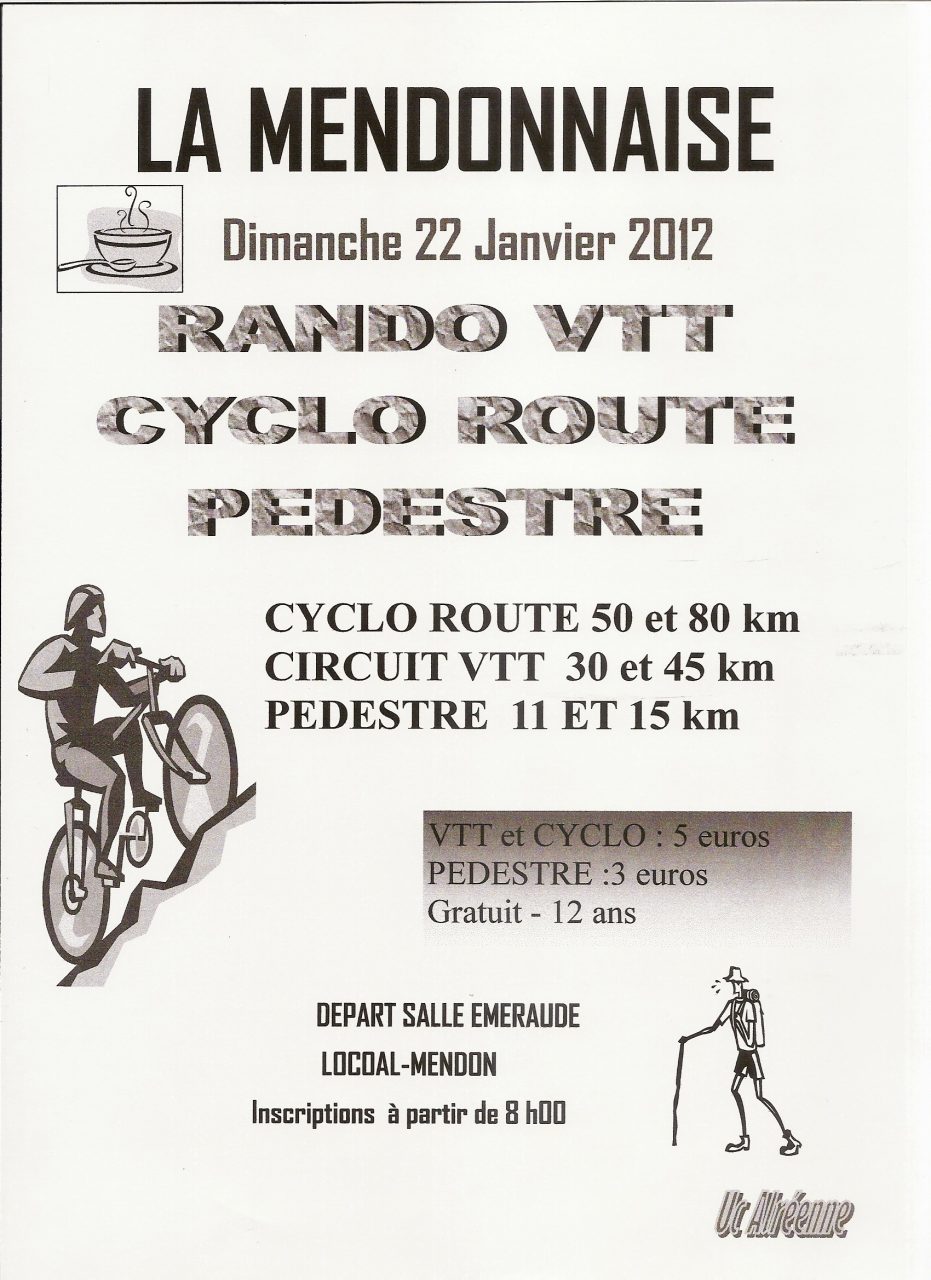 Rando VTT La Mendonaise le 22 janvier