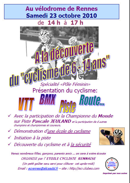 A la dcouverte du "cyclisme de 6  14 ans"  Rennes le 23 octobre 