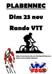Plabennec (29): Rando VTT le 23 novembre 