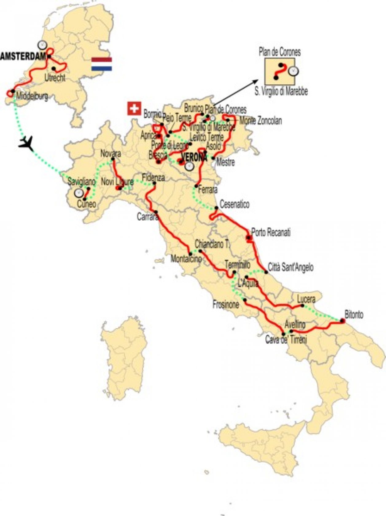tour d'italie itineraire