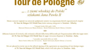 Le 70e Tour de Pologne 2013 s'lancera... d'Italie !